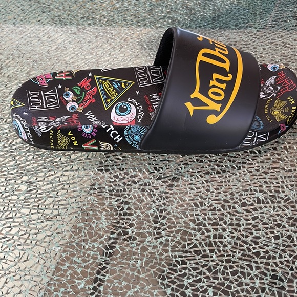 VON DUTCH Black Jax Slides NWOT - Picture 7 of 8
